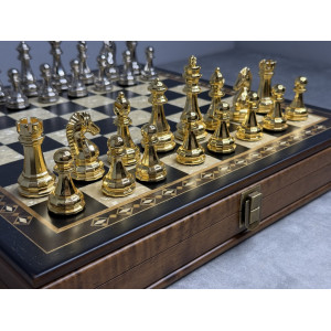 Шахматы подарочные с фигурами из бронзы