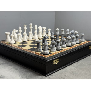 Шахматы подарочные в ларце с мраморными фигурами