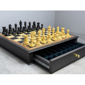 Шахматы подарочные деревянные в ларце с утяжелёнными фигурами из самшита